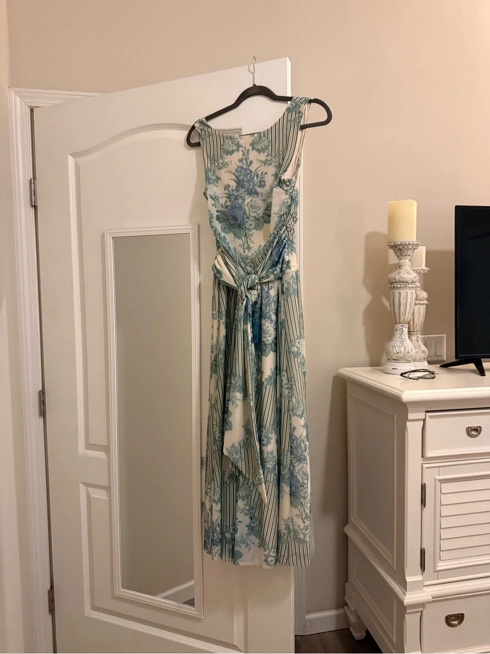Abercrombie & Fitch Cream Maxi Dress with Teal Floral Print